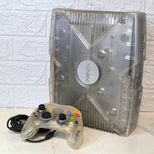 Xbox Original Crystal Limited Edition Console + Controller & AV Cable – Tested