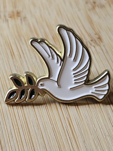 Christian white dove peace pin - white,