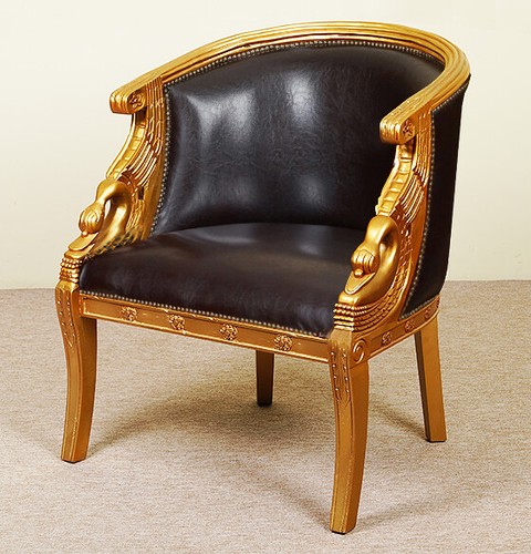 Gold swan carved armchair - gold,
