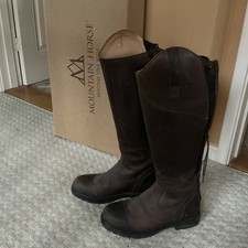 Mountain Horse Wild River Tall Boots Brown Leather Back Zip UK 6.5 Calf 36-39