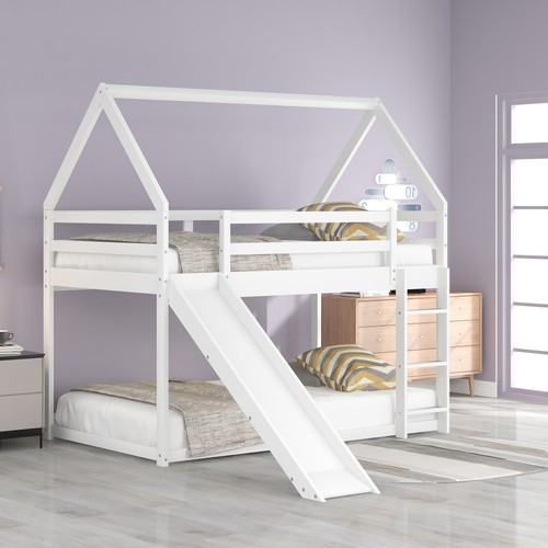 Twin house bunk bed with - twin, slide
