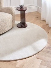 John Lewis Luxury Deep Pile Hand Woven Round Pure Wool Rug 180cm - Natural A