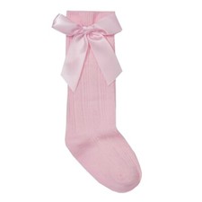 Cable Knee High Socks With Bow Spanish Boutique Romany PINK