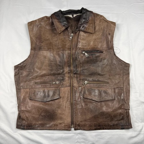 Vintage genuine leather vest - vintage,