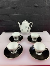 Winterling Marktleuthen Bavaria Black Tulip Coffee Pot 4 x Cups Saucers Set
