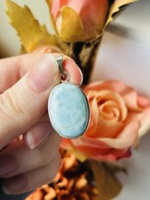 Larimar 925 Sterling Silver Teardrop Pendant Gemstone Jewellery