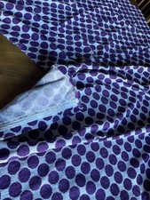 Vintage /Retro Towelling pair Curtain/Fabric purple circles 34wide X 38Long each