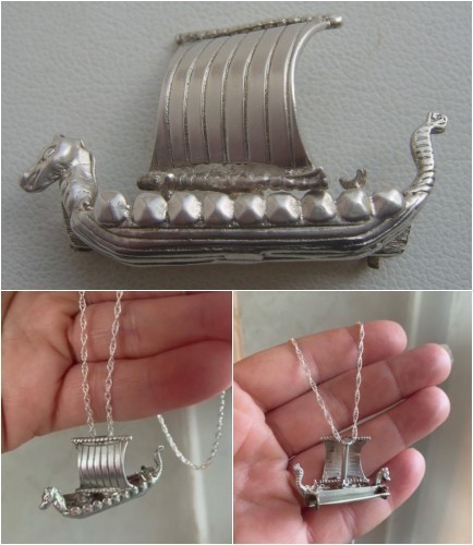 Vintage silver metal norwegian - vintage,
