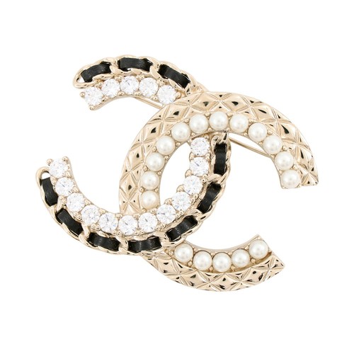 Chanel logo brooch gold - logo,