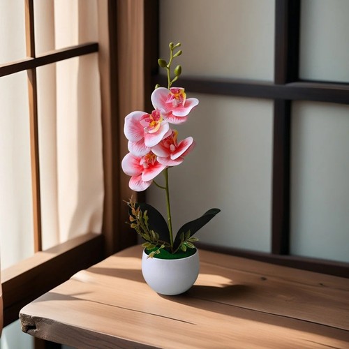 Artificial orchid plant pot - plant, in