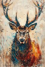 STAG ANIMAL CANVAS PICTURE PRINT WALL ART