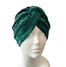 Dark Green 1940s Vintage Style Twist Turban Hat Soft Elastic Velvet Winter Scarf