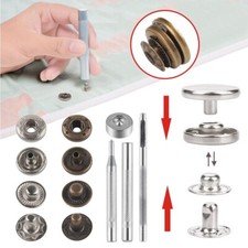 120 PCS Heavy Duty Snap Fasteners Press Studs Kit +Poppers Leather Button Tool