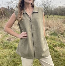 Vintage Size 3XL 18-20 Sage Green Zip Up Gilet Waistcoat Personal Choice