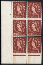 1959 PHOSPHOR GRAPHITE 2d, SG 605, CYLINDER 17 BLOCK OF 6, MINT NH, CAT. £45