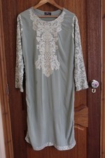 Indian Salwar Kameez Women's Extra Large Mint Green Embroidered Party 3 Pcs Set