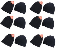 WHOLESALE JOBLOT OF MENS COMFORT WARM HOT BEANIE HATS IN BLACK ONE SIZE
