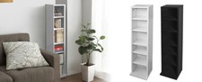 Single Rack DVD Storage Tower Rack CD unit shelf org arc wood black white - SALE