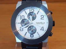 Mens Black Steel Bulova