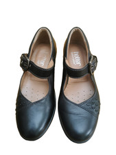 Hotter Nice Shoes Womens Size UK 4 US 6 EU 37 Black Leather Wedge Heel Buckle