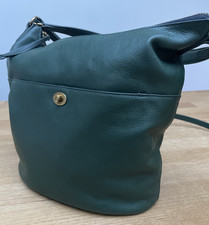 FOSSIL pine green Leather Shoulder Bag 2 straps-short & long 26x26x13cm New