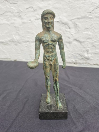 Bronze greek statue kouros - greek,