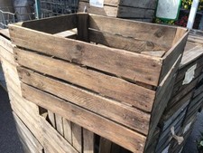 GRADED EUROPEAN VINTAGE WOODEN APPLE BOX STORAGE FRUIT CRATES BOX SHABBY CHIC ..