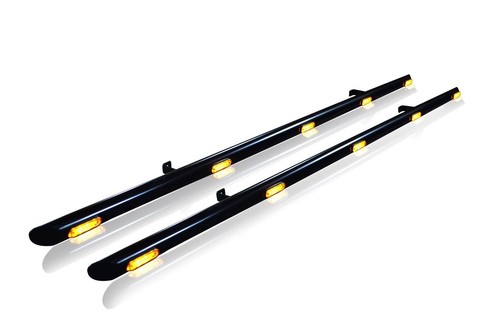 Black side bars down - +,