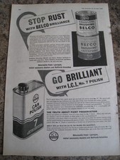 STOP RUST WITH BELCO BRILLIANCE ICI CAR POLISH HALFORDS 1960 ADVERT A4 FILE 53