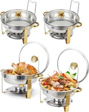 4pcs Chafing Dish for Buffet Set Catering Food Warmer 5QT Round Chafing Dishes
