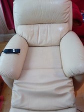 Riser Recliner Armchair in Cream Faux leather With Cherish Leather Care Box 