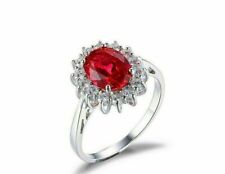 Ladies Sizes 5-10 Oval Cut Red Ruby Stone Royal Engagement Bridal Ring Jewelry