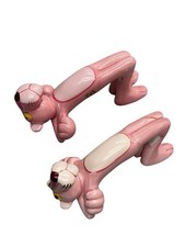 Rare Pair Of Pink Panther Cup Mug Hanger Figurines "repaired"
