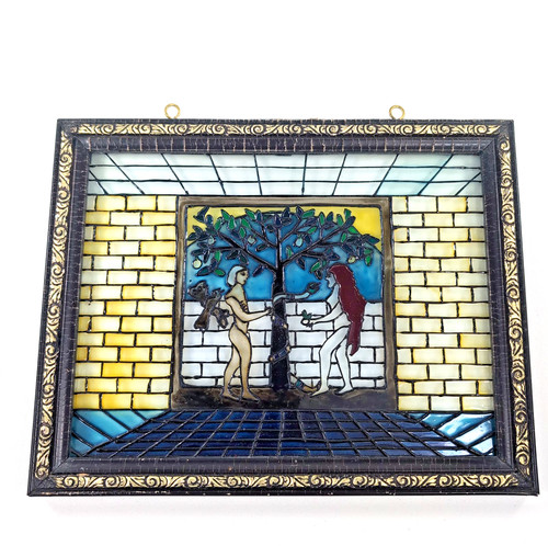 Vtg hand painted faux stained - hand,