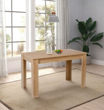 Dining Table, Oak Effect Fixed Top Table 120cm, Wooden Kitchen Table