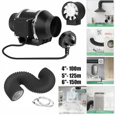 4/5/6 inch Inline Extractor Fan & 1-5M Flexible Aluminium Ducting for Bathroom