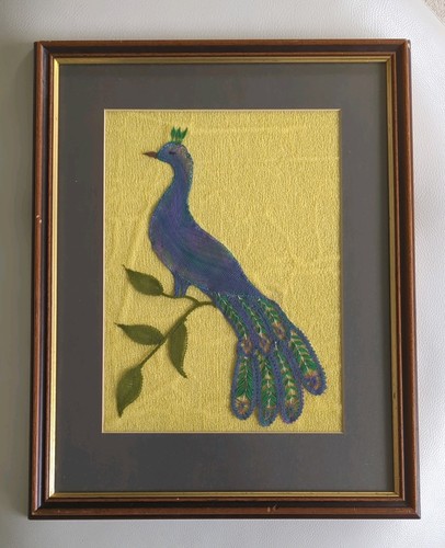 Framed silk embroidery art - framed,