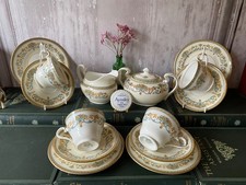 Vintage Aynsley Henley Gold Trim Afternoon Tea for Four Trios Lidded Sugar & Jug