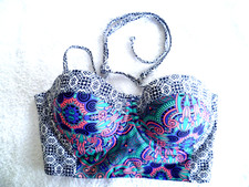LADIES MATALAN SIZE 34B BLUE GREEN & WHITE PADDED UNDERWIRED BIKINI TOP