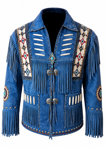 Men blue western - blue, fringe