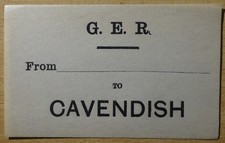 Great Eastern Railway Luggage Label - Cavendish (Suffolk)  - Closed 1967