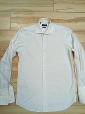 Men's Next Tailored Fit White & Blue Shirt 15" White Cutaway collar double cuffs
