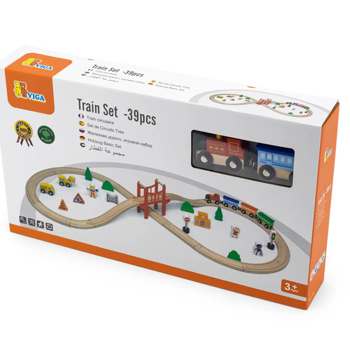 Viga wooden train set 39 - wooden,