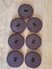 Set of 7 x Set Burgundy Red Large Textured Flat 2 Hole COAT Buttons 37.5mm B14