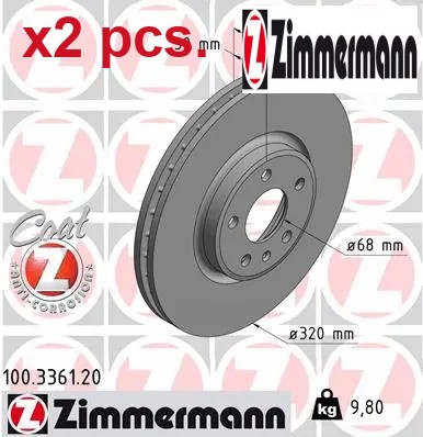 Pcs front brake disc - x2,