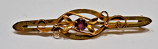9ct gold Antique Red stone set bar brooch.