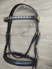 BEAUTIFUL SOFT LEATHER CHAIN LINK IN-HAND SHOWING SHOW BRIDLE - HAVANA or BLACK