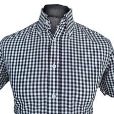 BRUTUS TRIMFIT Shirt Mens MEDIUM (38-39") Short Sleeve Black and White Check