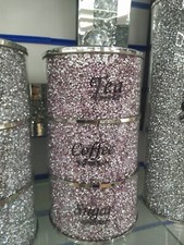 Pink Stack able Crushed Diamond Crystal Tea Coffee Sugar Canister Jars Storage