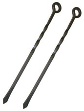 2X 18" BLACK FIRE POKER WITH HANDLE LONG METAL FOR COAL LOG FIRES FIRESIDE TOOL
